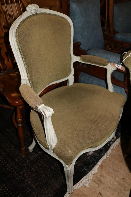 Louis XV cream painted fauteuil